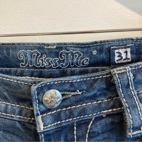 MISS ME Sz 31 Signature Boot Rhinestones Embellished  Mid-Rise Jeans - Picture 4 of 15